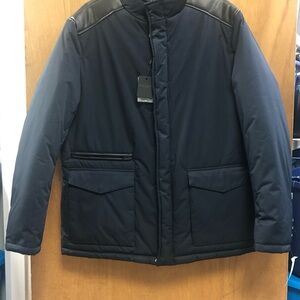 Pronto Uomo navy jacket with black trim. NWT.
